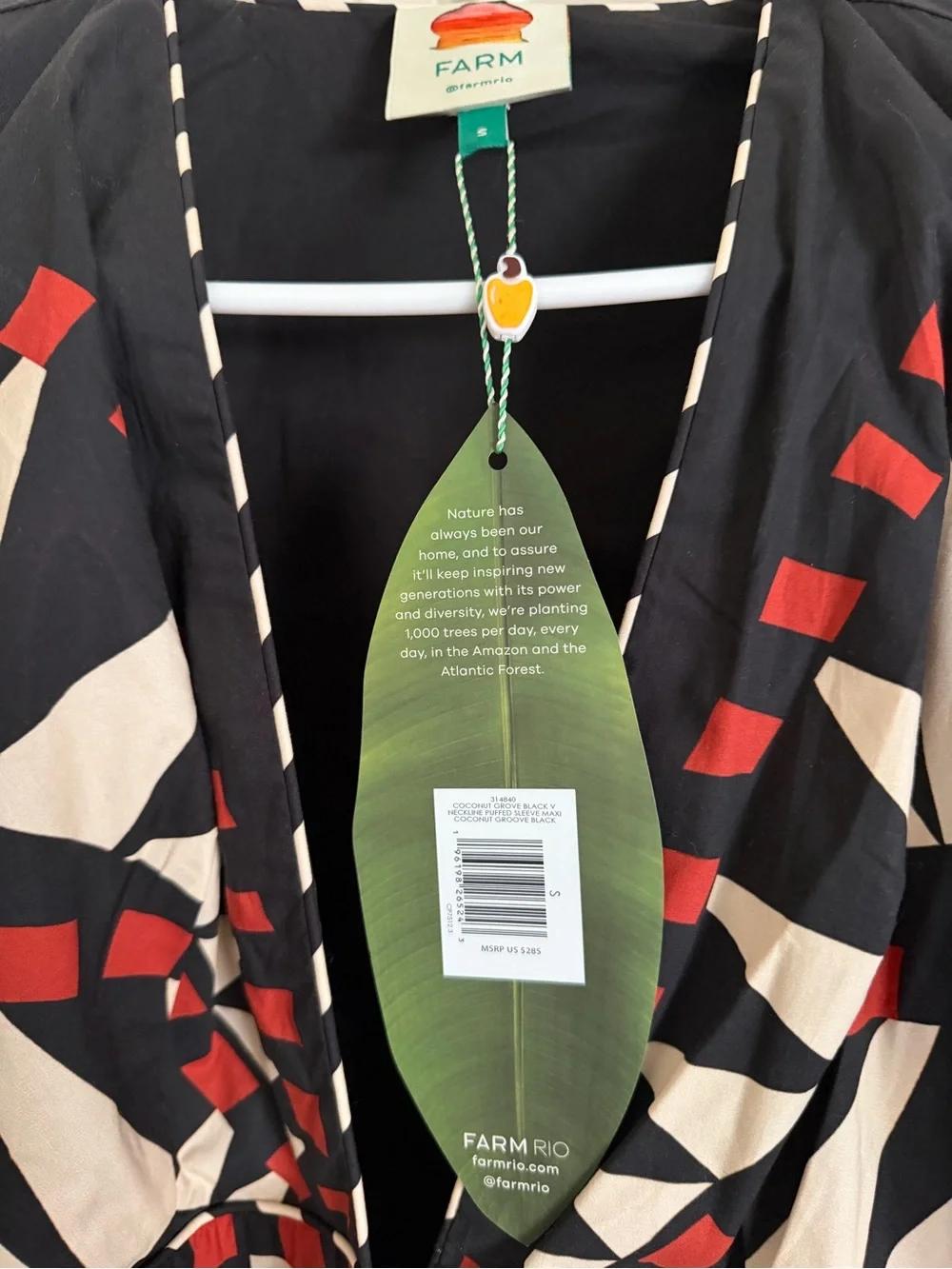 FARM Rio Black, Cream & Red Geometric Button-Front Maxi Dress - Picture 3 of 3